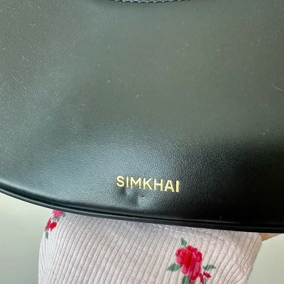 SIMKHAI Nixi Twist Handle Hobo Bag Black Leather Gold Hardware Dust Bag - Picture 2 of 6